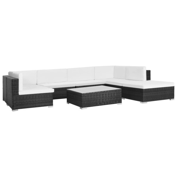 Wade Logan® Patio Furniture Set 8 Piece Outdoor Sofa with Coffee Table